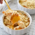 spoonful of peach cobbler for two