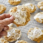 hand holding a rice krispie cookie