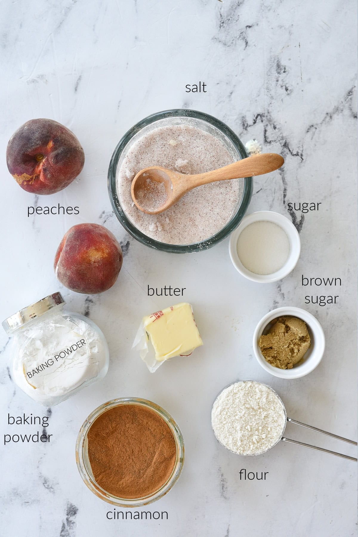 ingredients for peach cobbler for two
