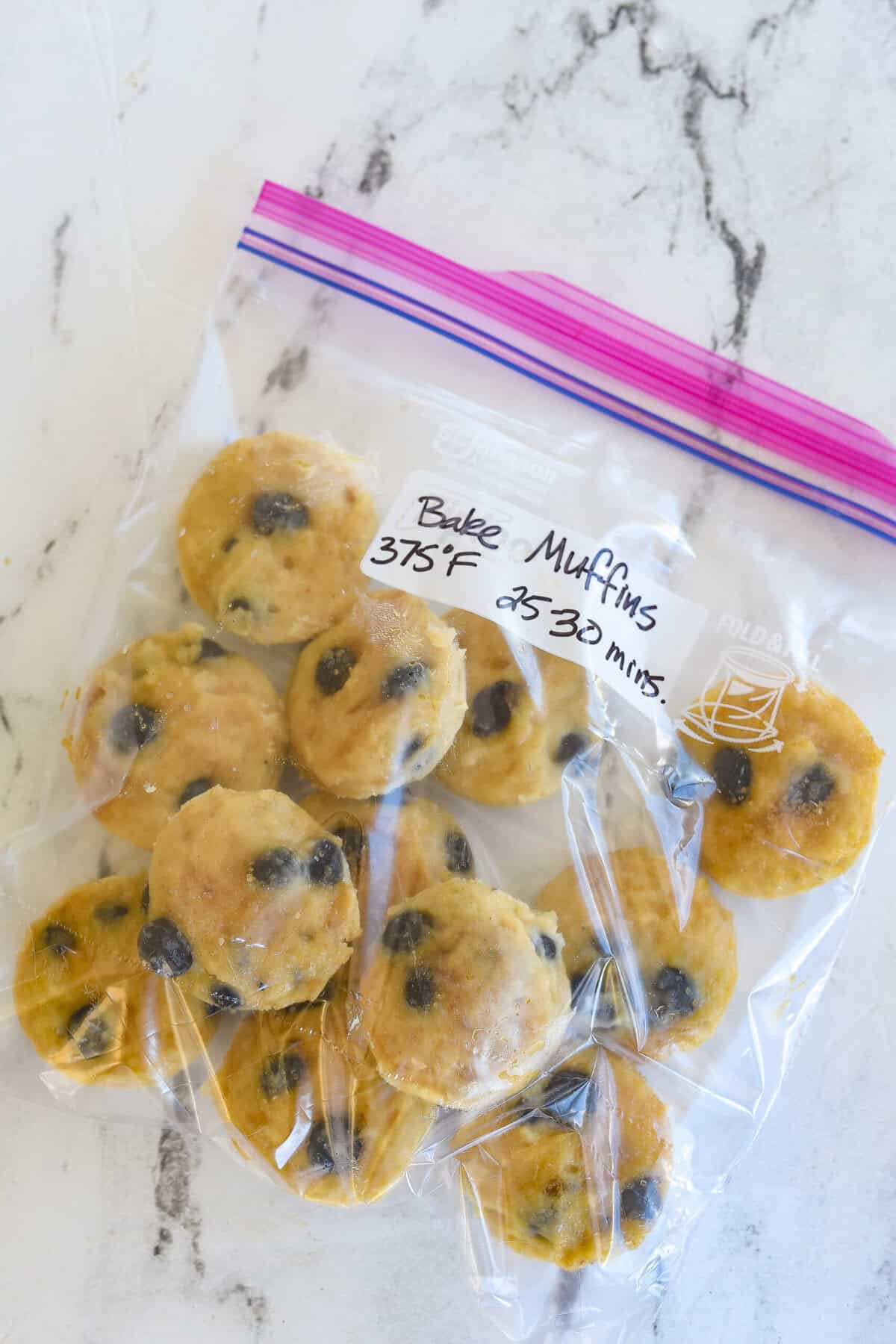 frozen freezer muffins in a freezer bag