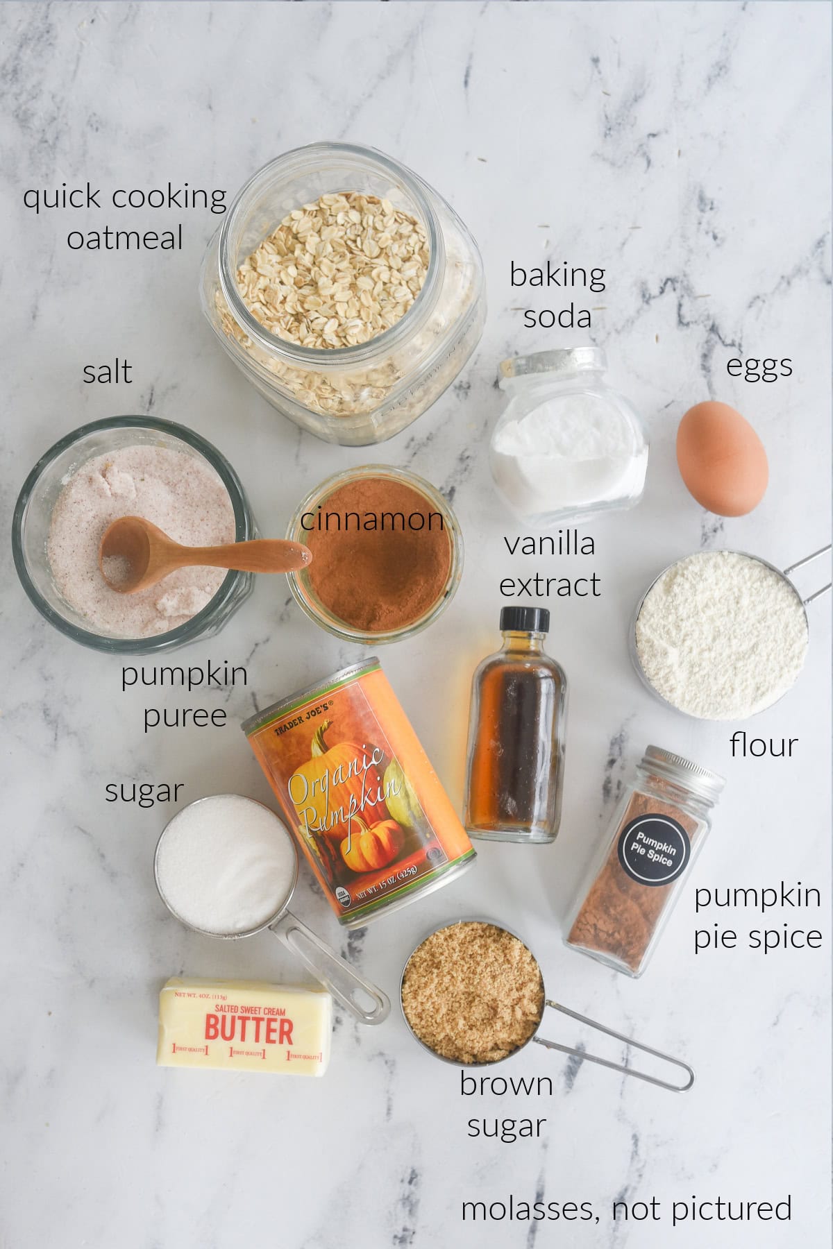 ingredients for pumpkin oatmeal cookies