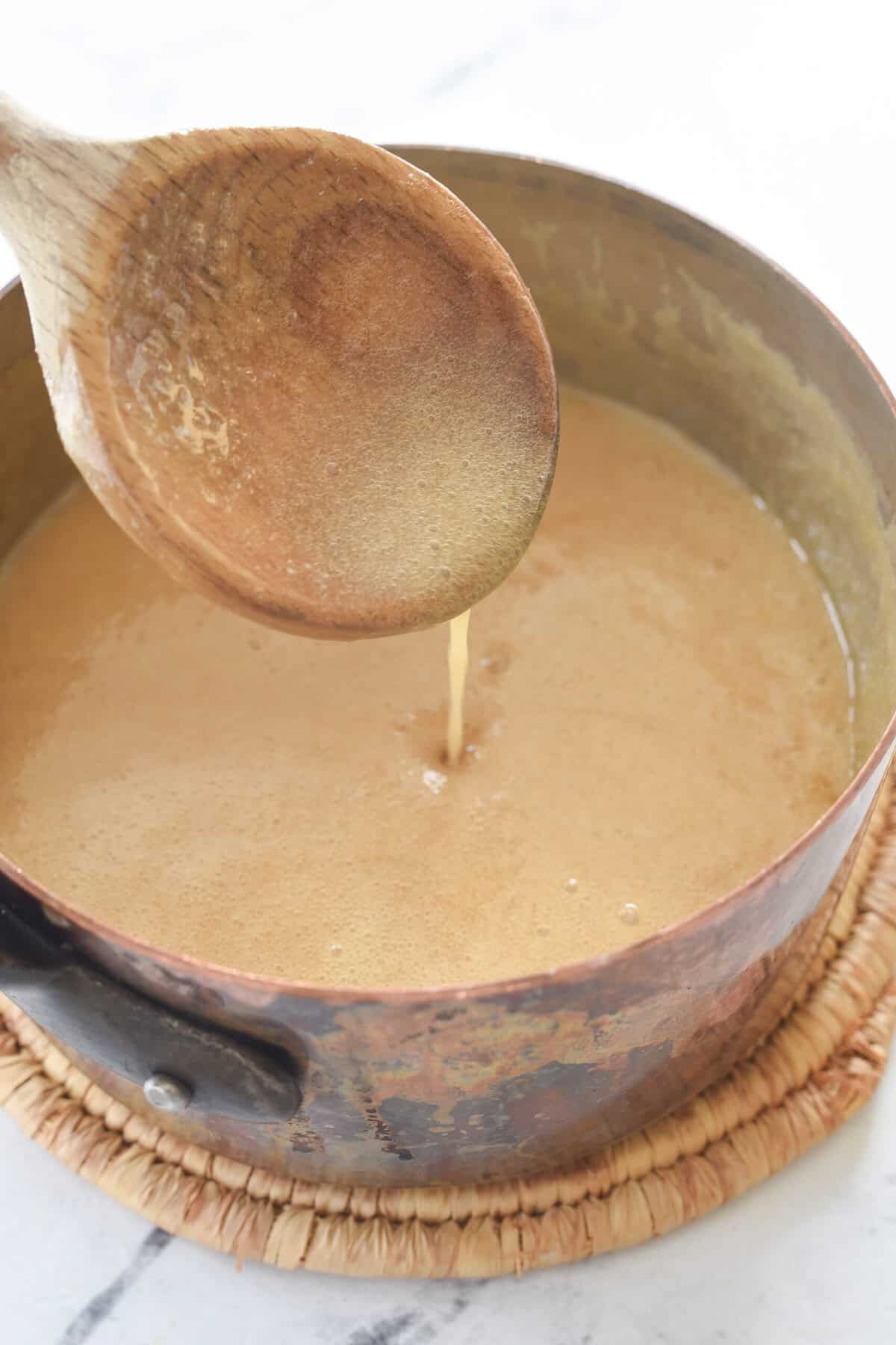 caramel sauce thickened in pan
