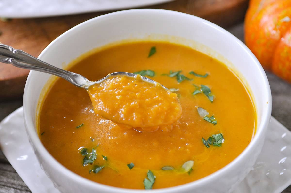 spoonful of pumpkin curry soup