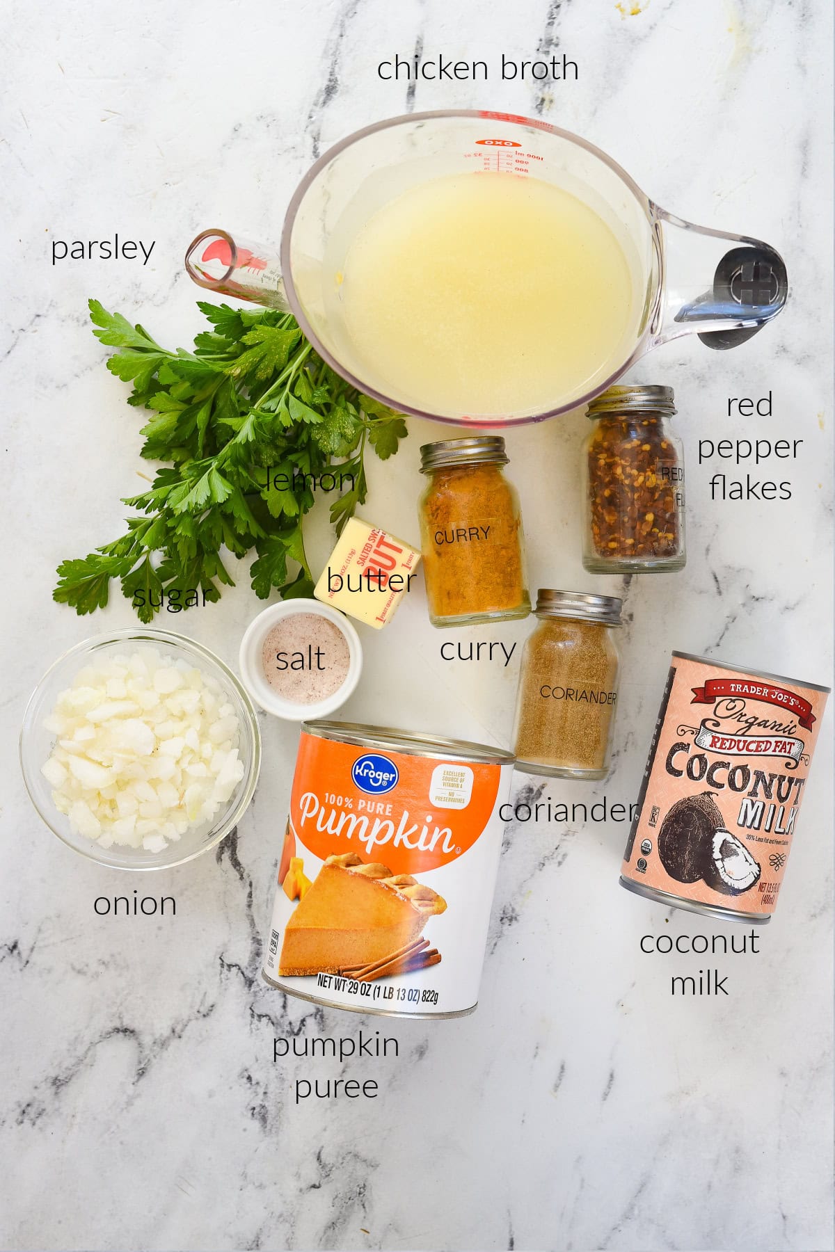 ingredients for pumpkin curry soup