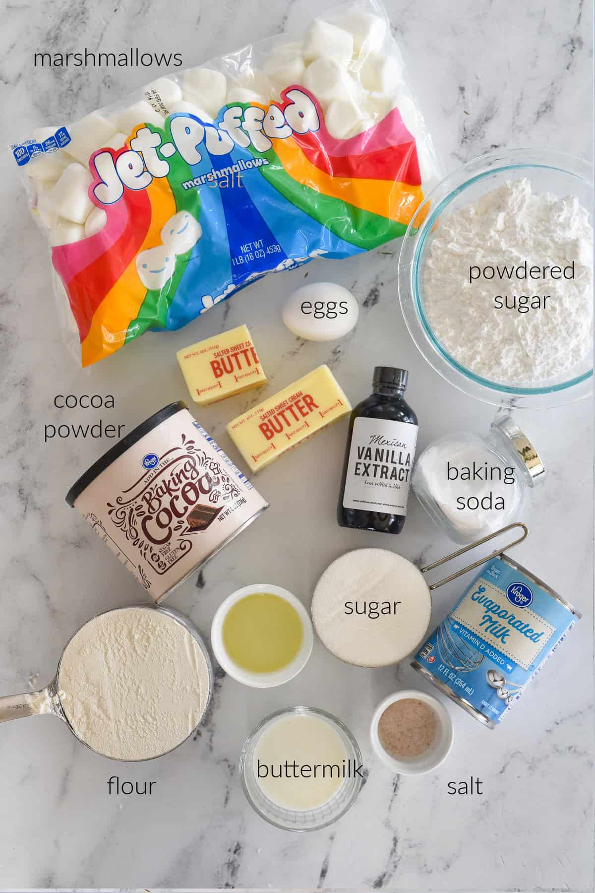 ingredients for chocolate marshmallow cookies