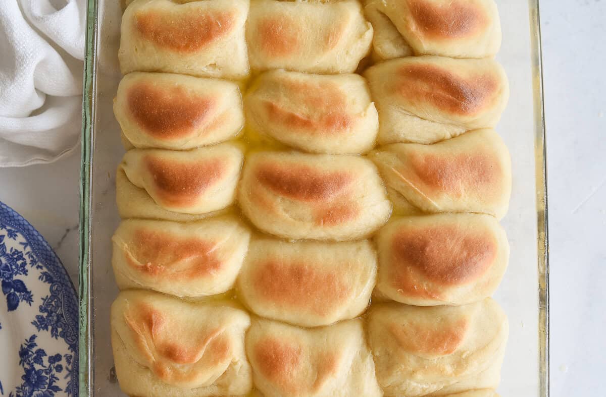 pan of parker house rolls