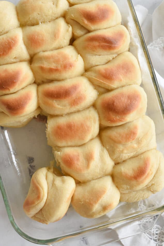 overhead shot of parker house rrolls