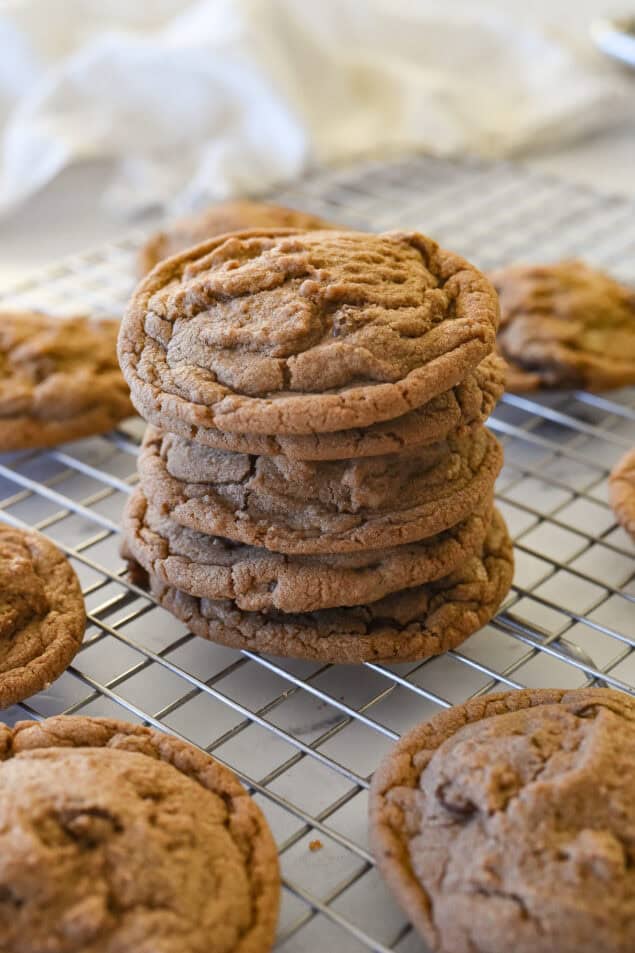 stack of nutella chocolate chip cookies