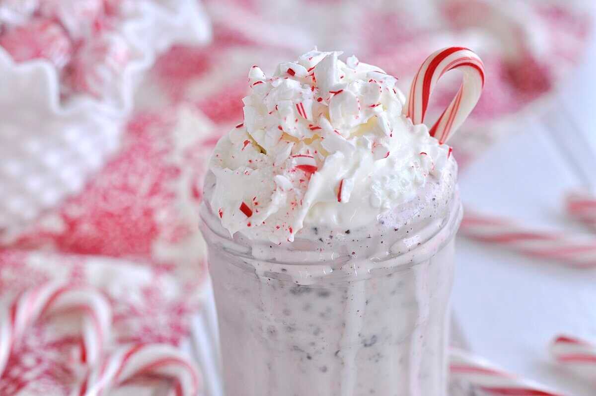 PEPPERMINT MILKSHAKE WITH WHIPPED CREAM ON Top
