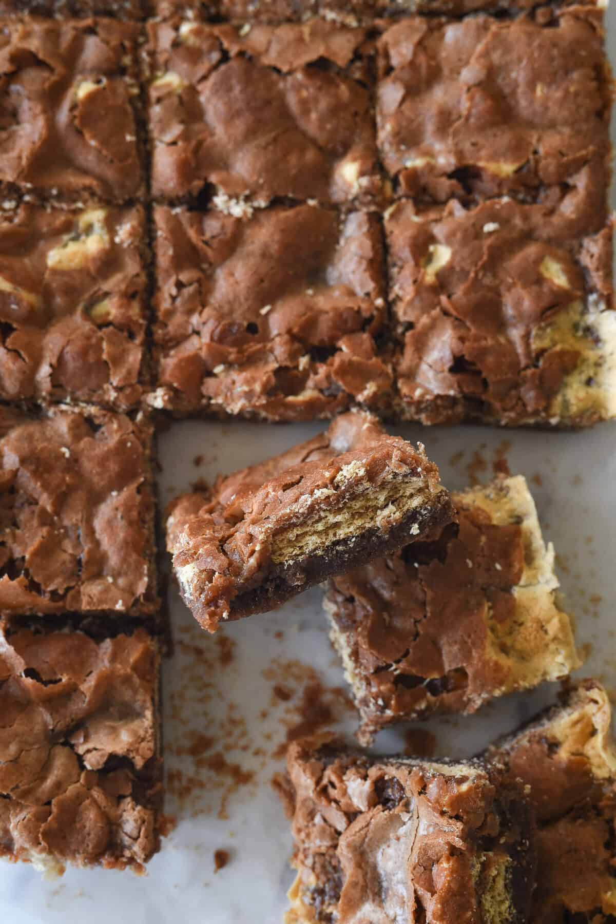 overhead shot of s'mores brownies