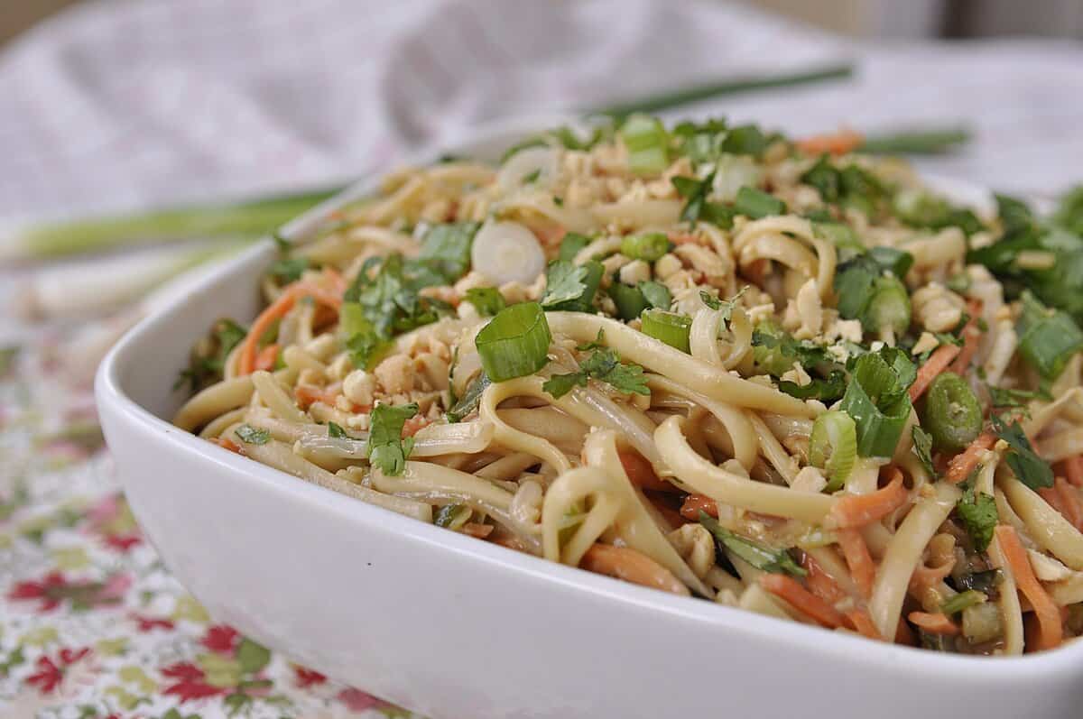 Thai Noodle Salad CLOSEUP OF BOWL OF THAI NOODLE SALAD
