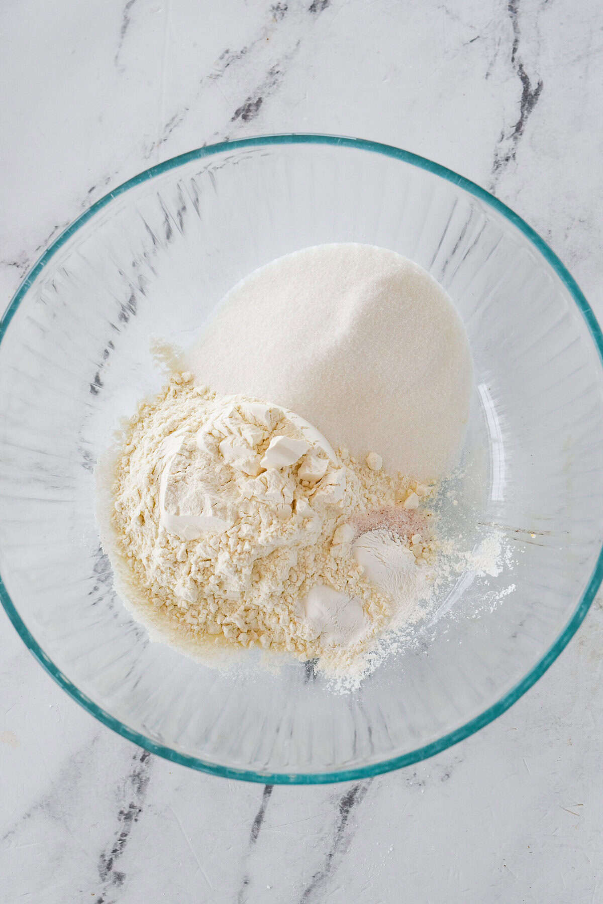 flour, sugar in bowl