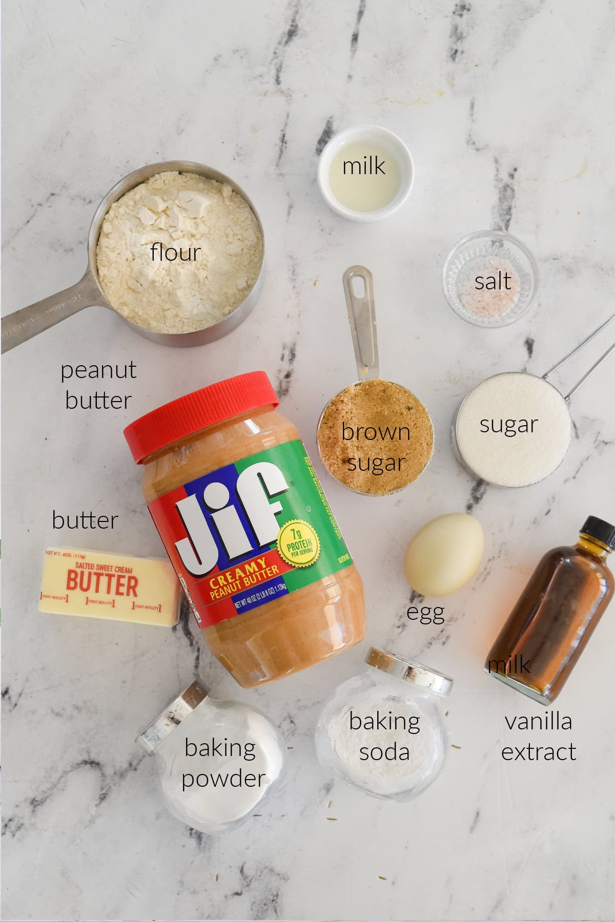 ingredients for peanut butter cookies