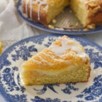 slice of lemon coffee cake on a plate