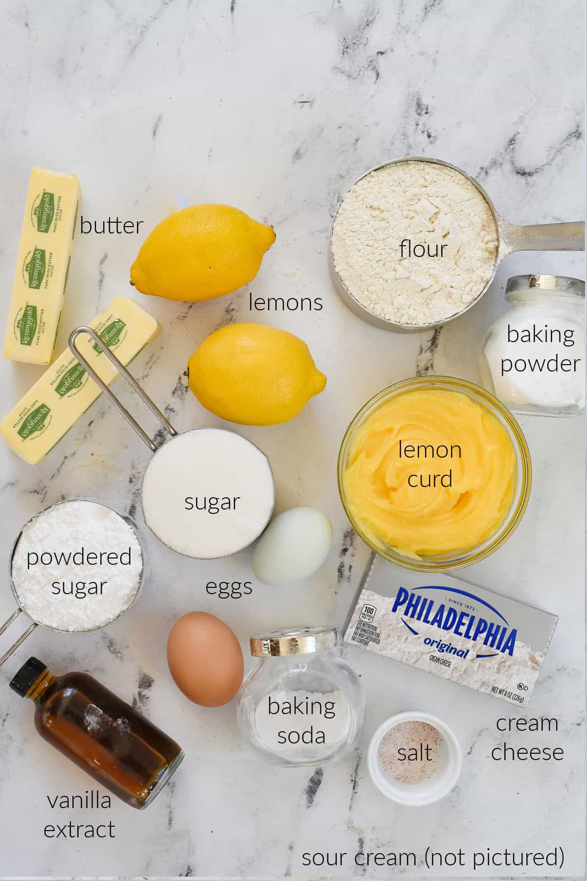 ingredients for lemon cream cheese coffee cake