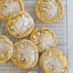 almond croissant cookies on a coolng rack