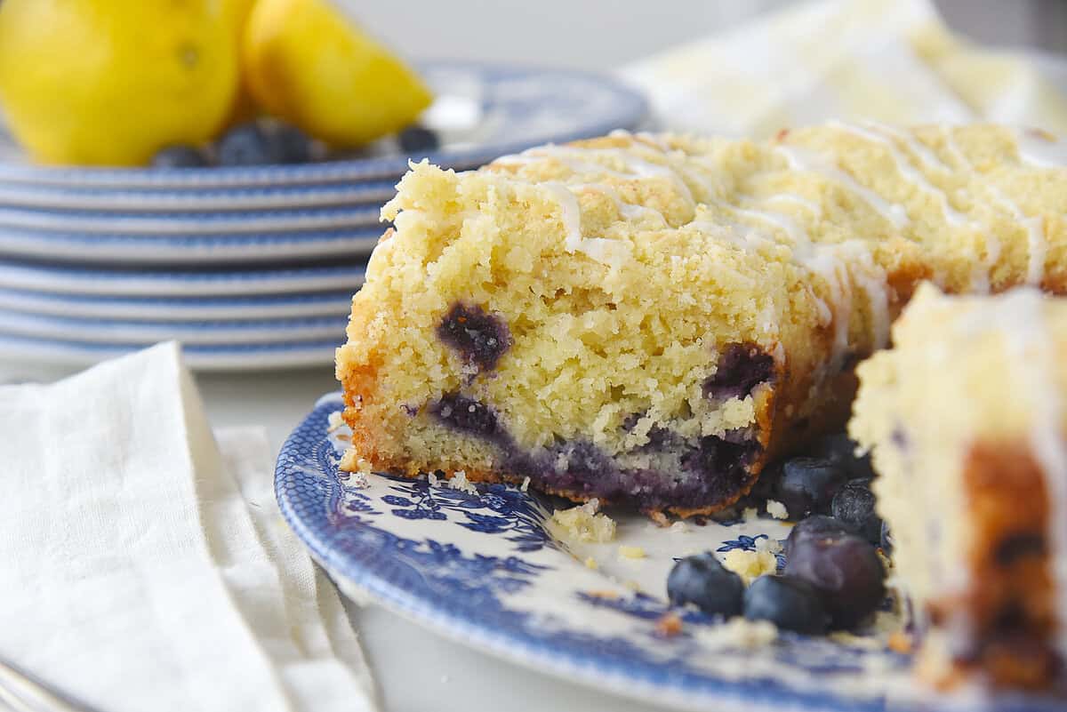 cut coffeecake on a plate