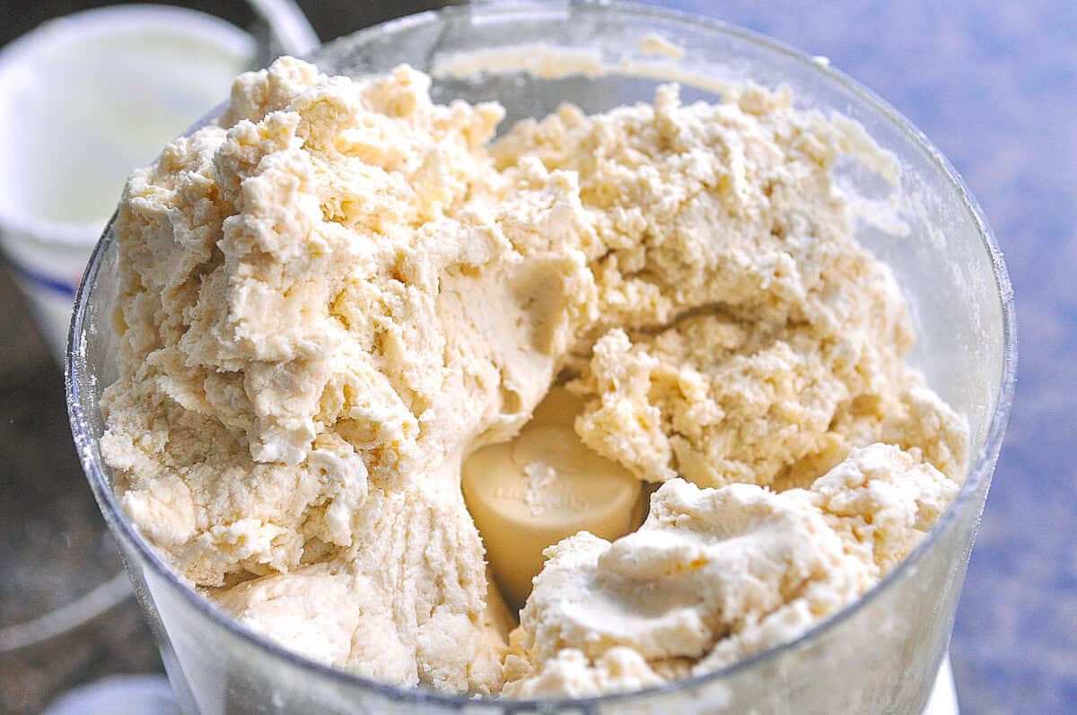 biscuit dough in a food processor
