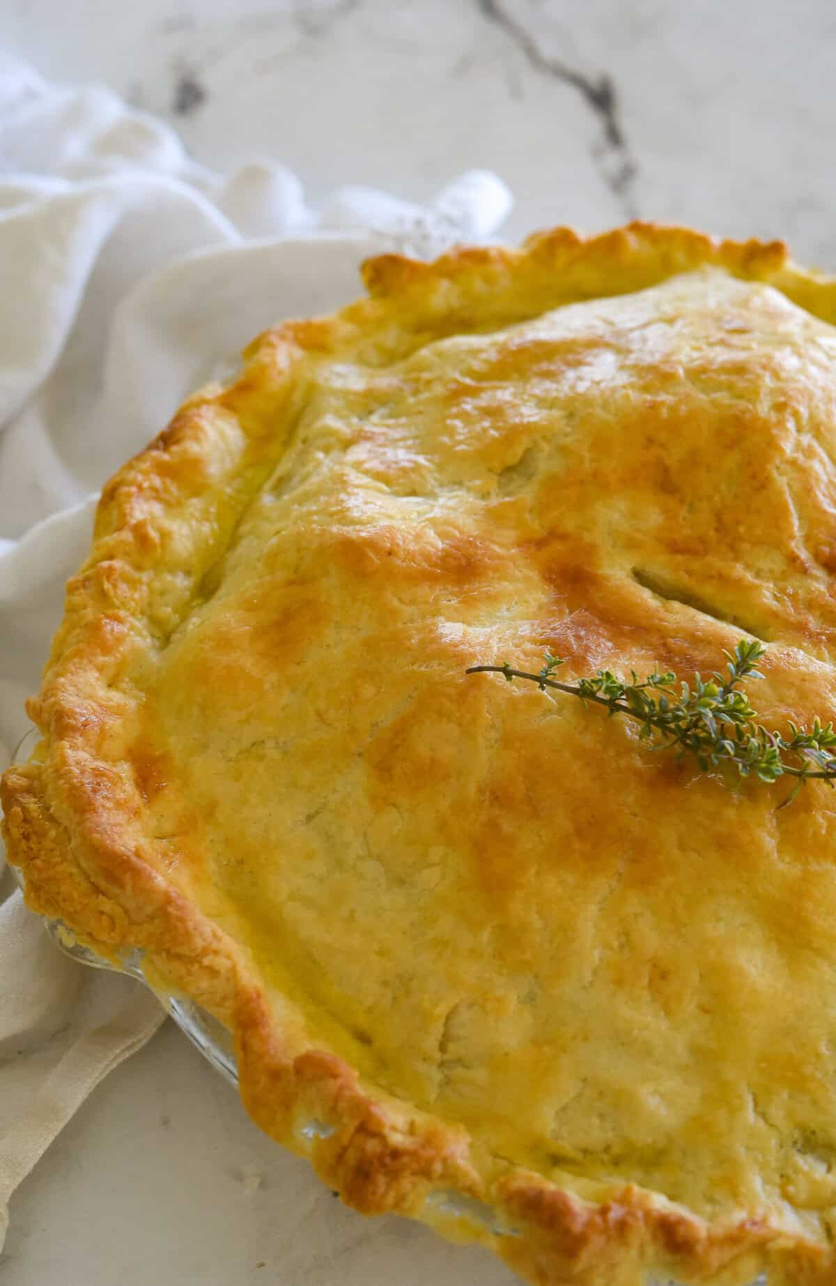 golden brown crust of chicken pot pie