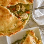 overhead shot of a chicken pot pie