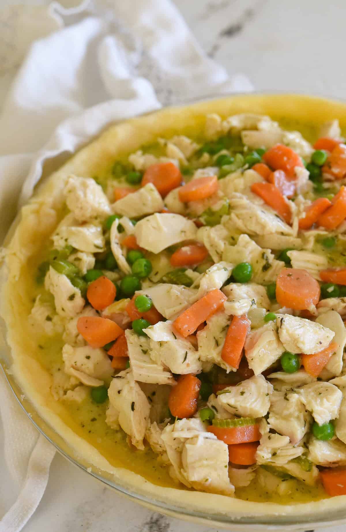 chicken pot pie filling in pastry crust
