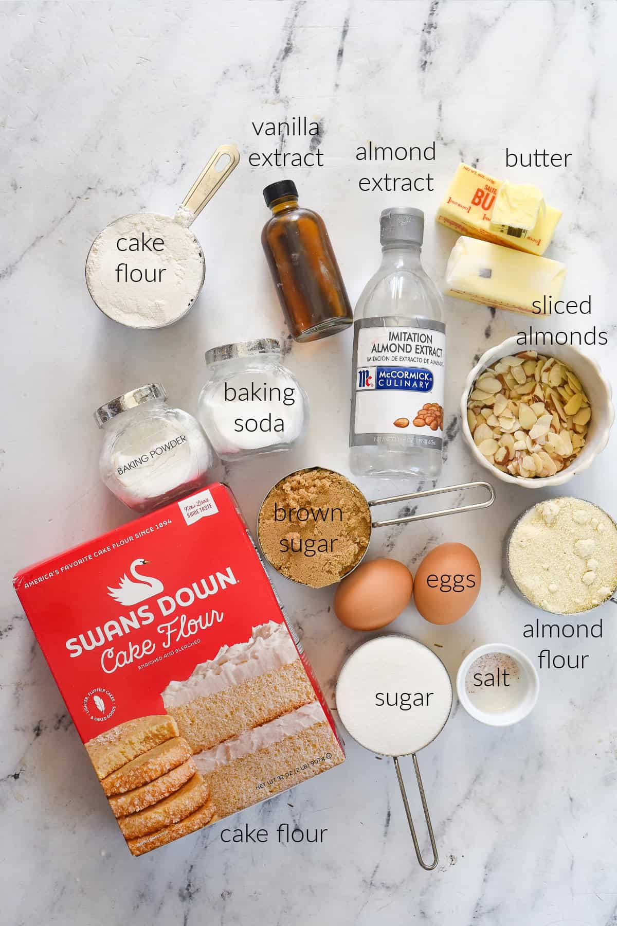 ingredients for almond croissant cookies