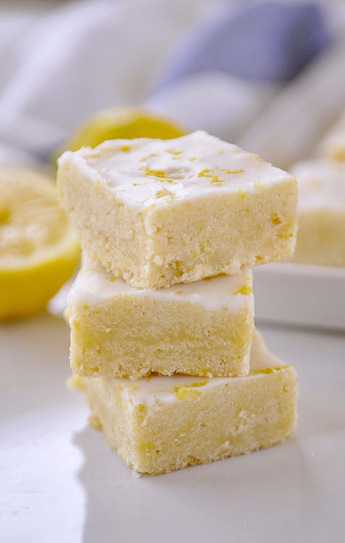 stack of three pieces of lemon shortbread