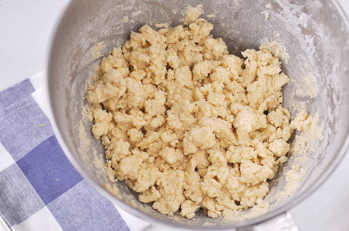 bowl of lemon shortbread dough