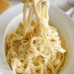 fork full of fettucine alfredo