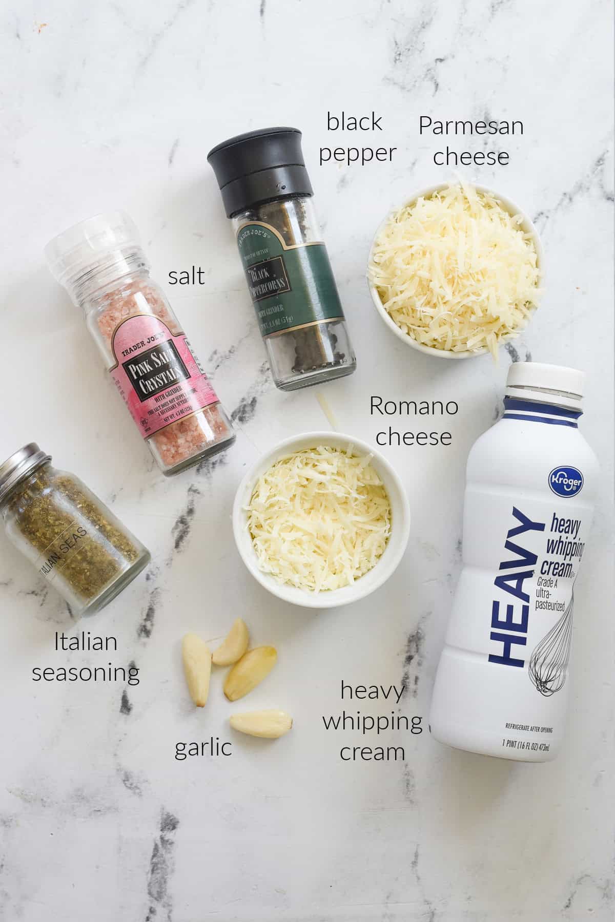 ingredients for al fredo sauce
