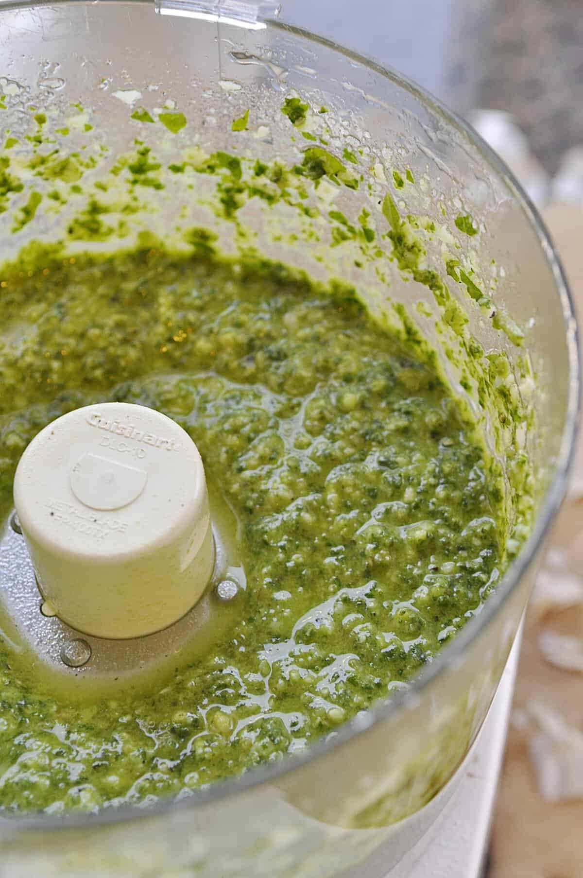 pesto pesto blended in a food processor