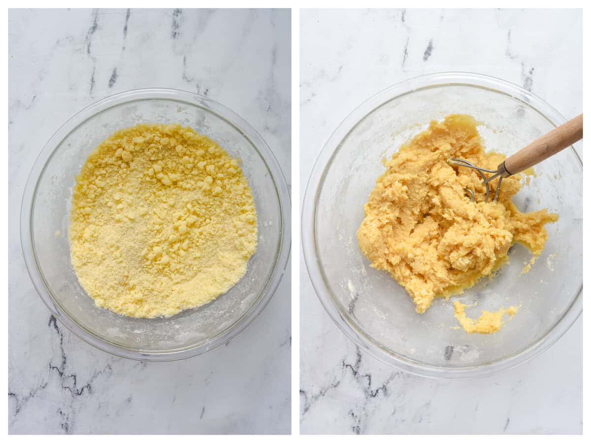 dry ingredients in a bowl for lemon almond butter cake