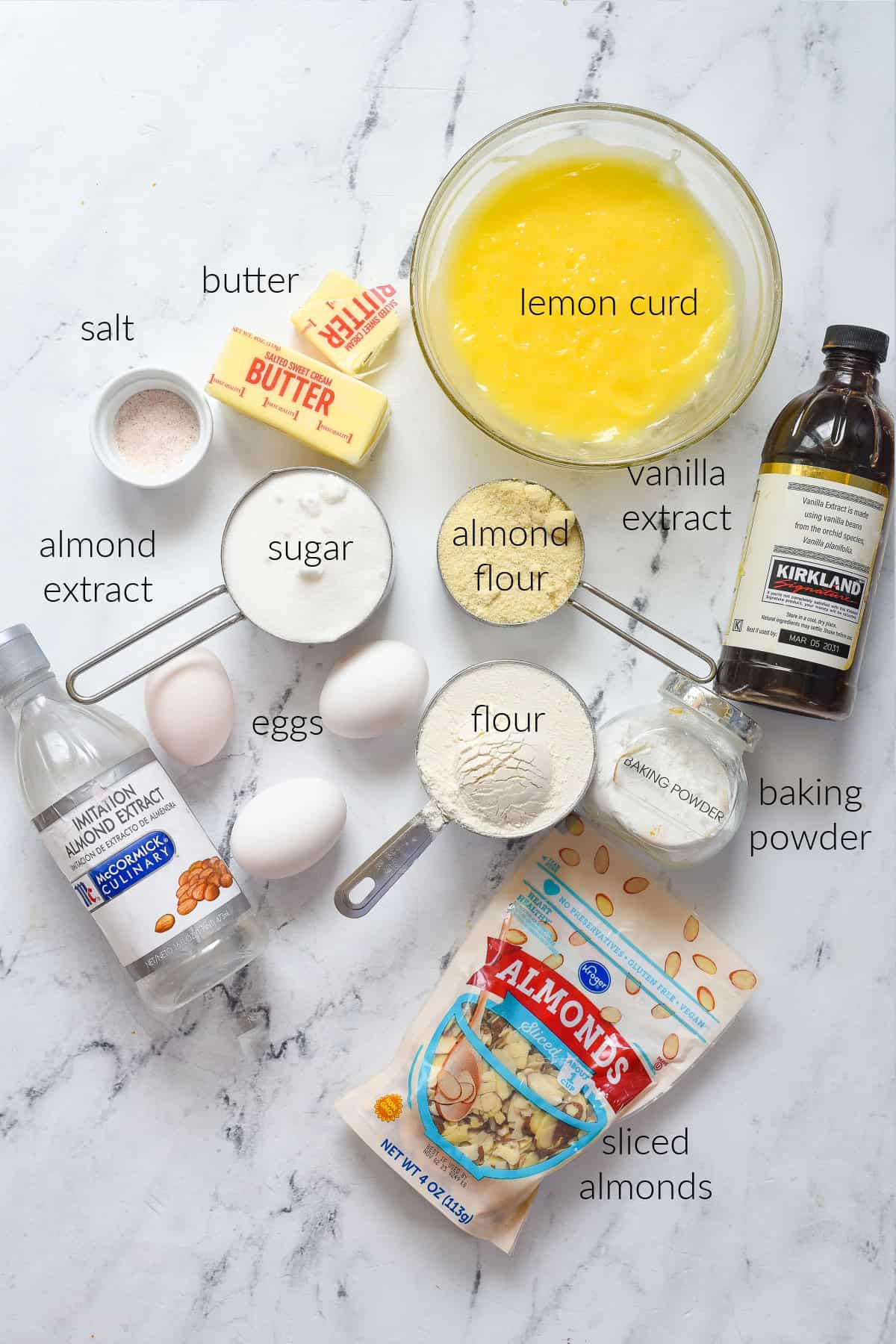 ingredients for lemon almond butter cake
