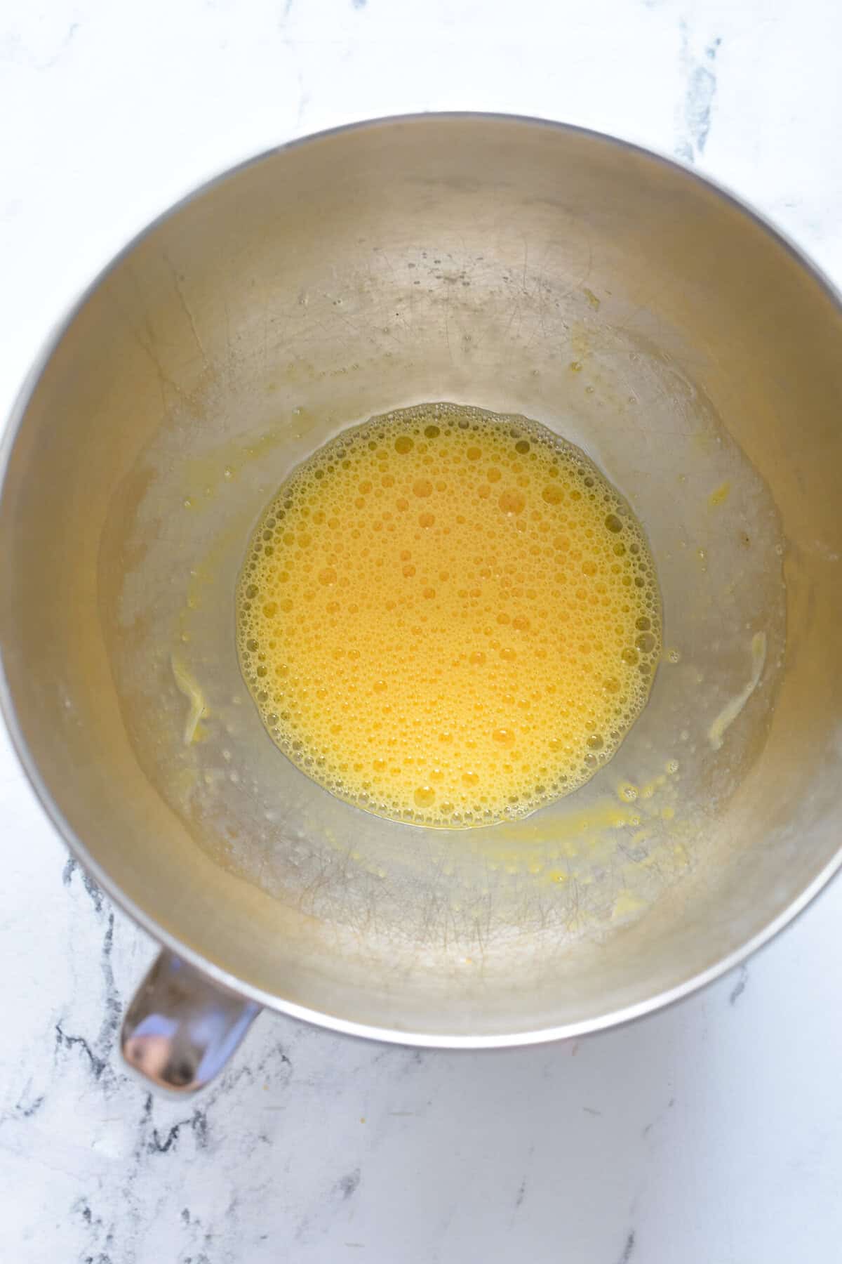 foamy eggs in a bowl