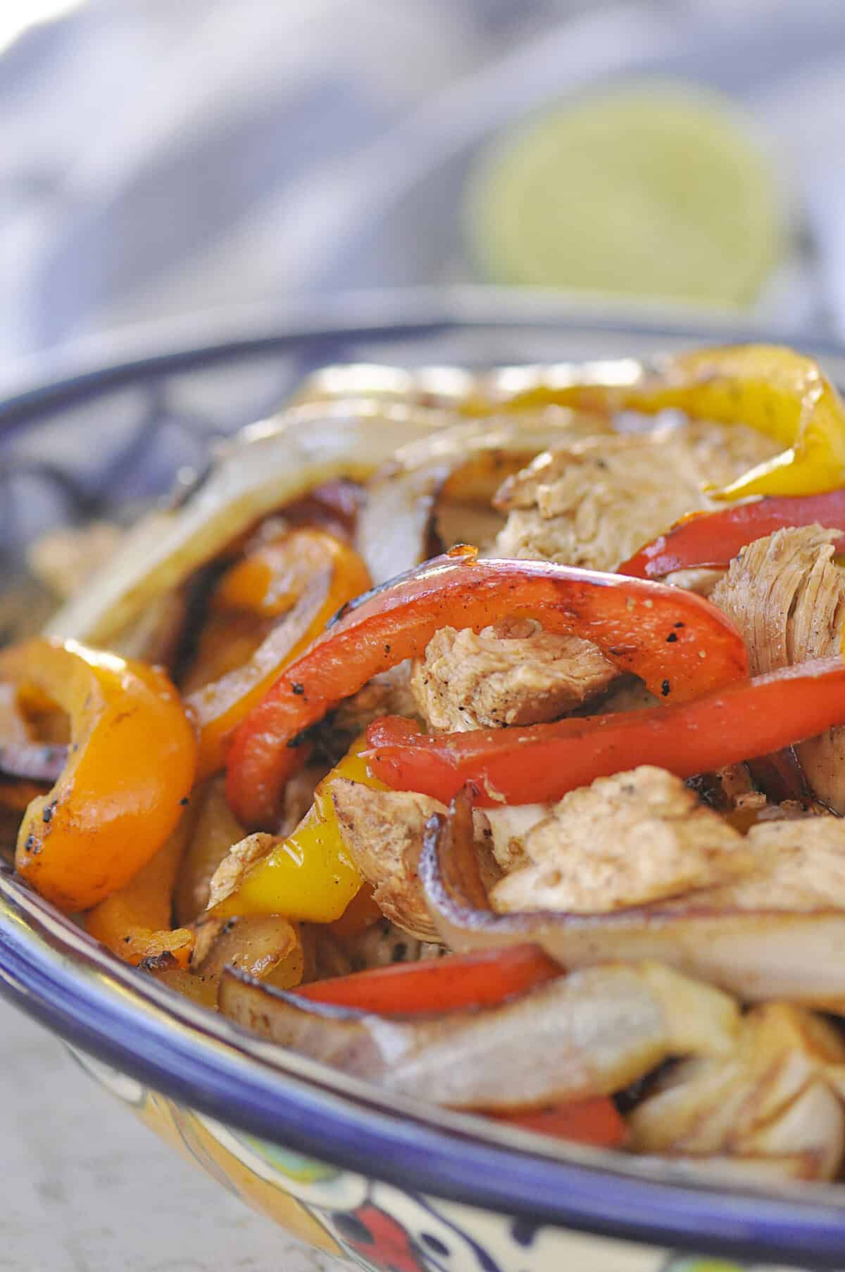 chicken fajitas in a bowl