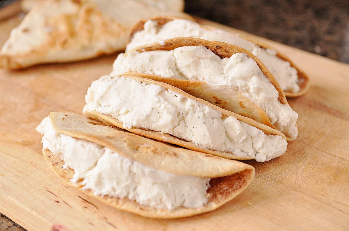 ice cream taco shells filled with ice cream
