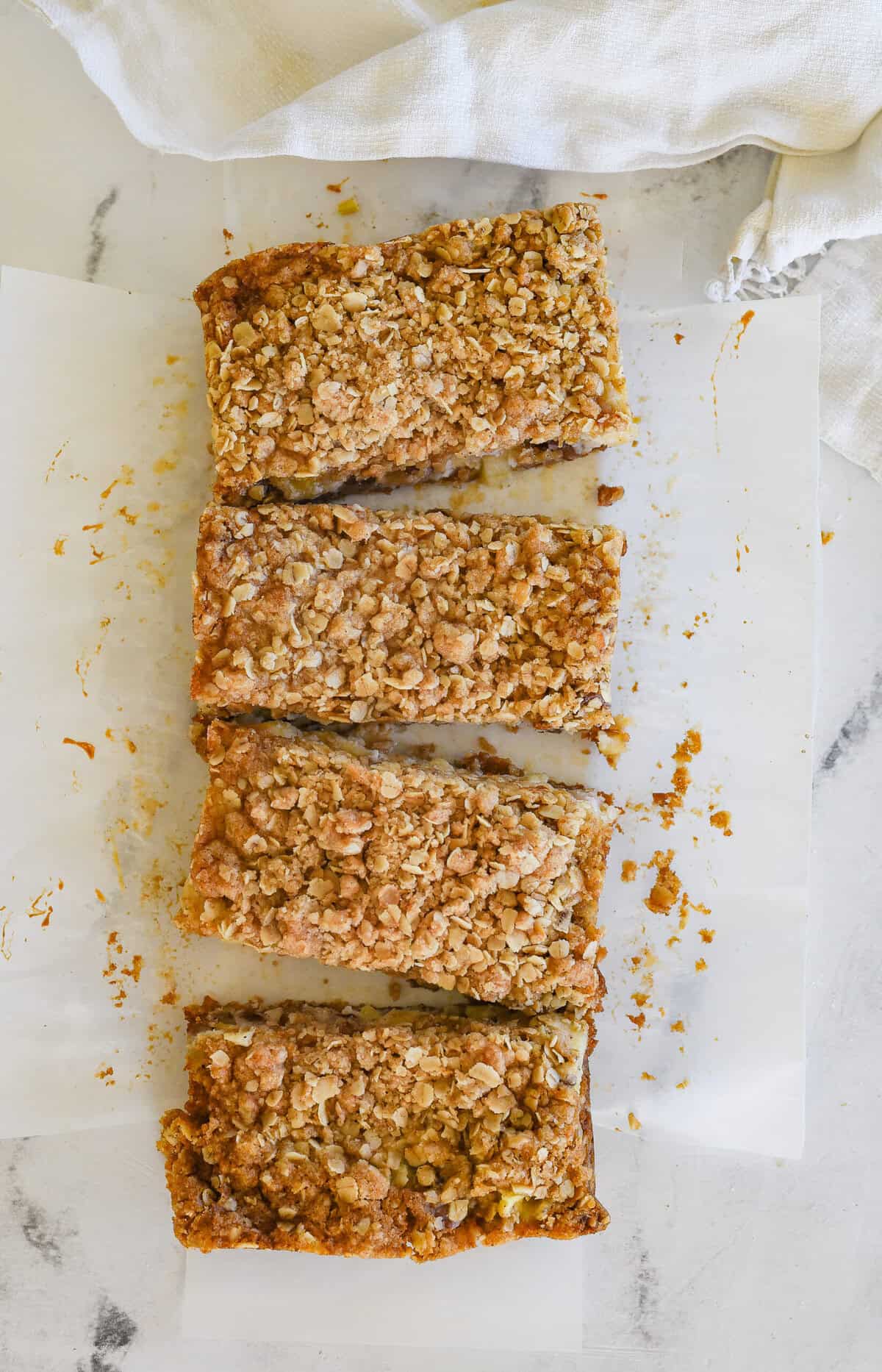 overhead shot of smallb atch sour cream apple bars