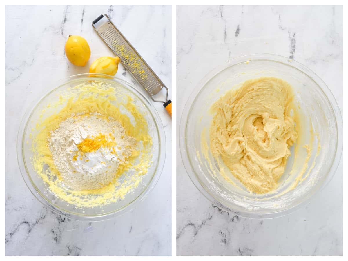 batter for lemon drizzle cake in a bowl