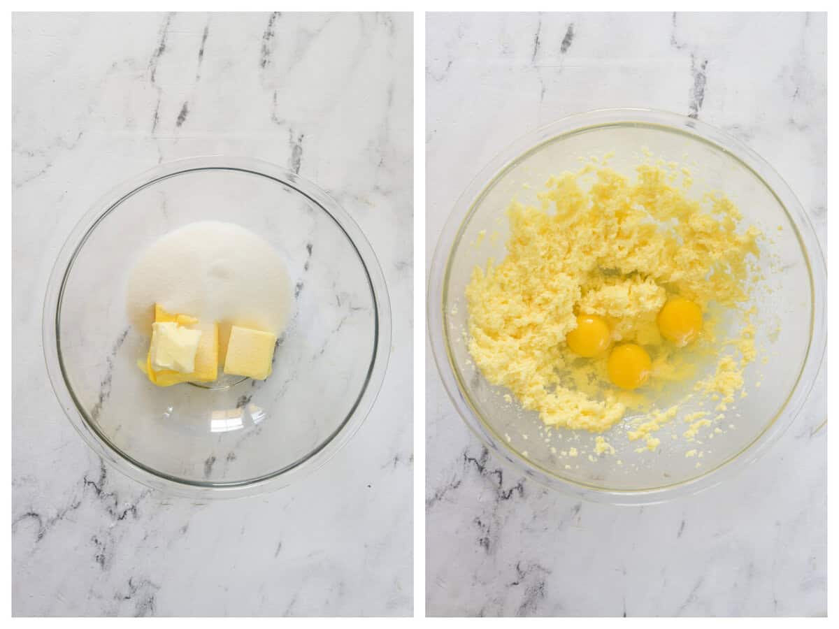 creaming butter and sugar in a bowl