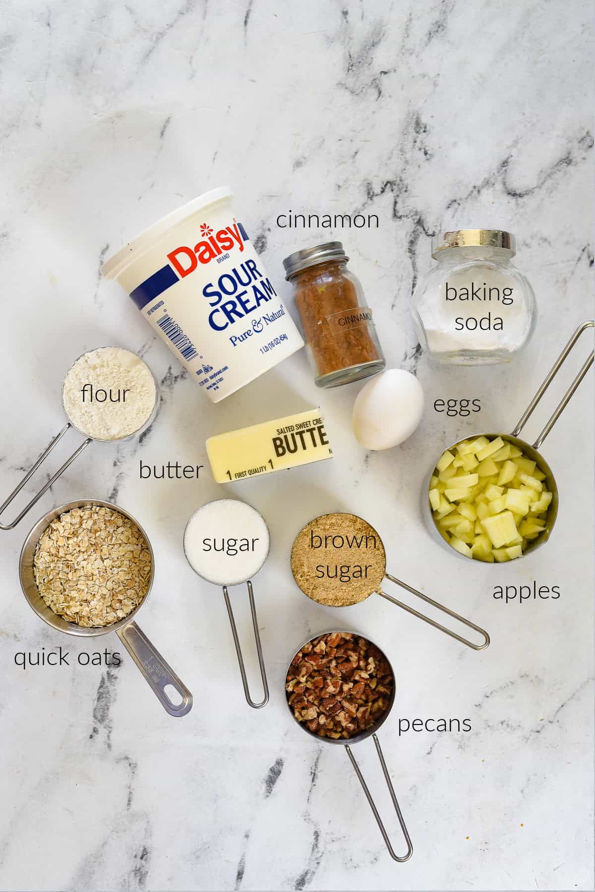 ingredients for sour cream apple bars
