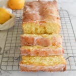 loaf of lemon drizzle sliced