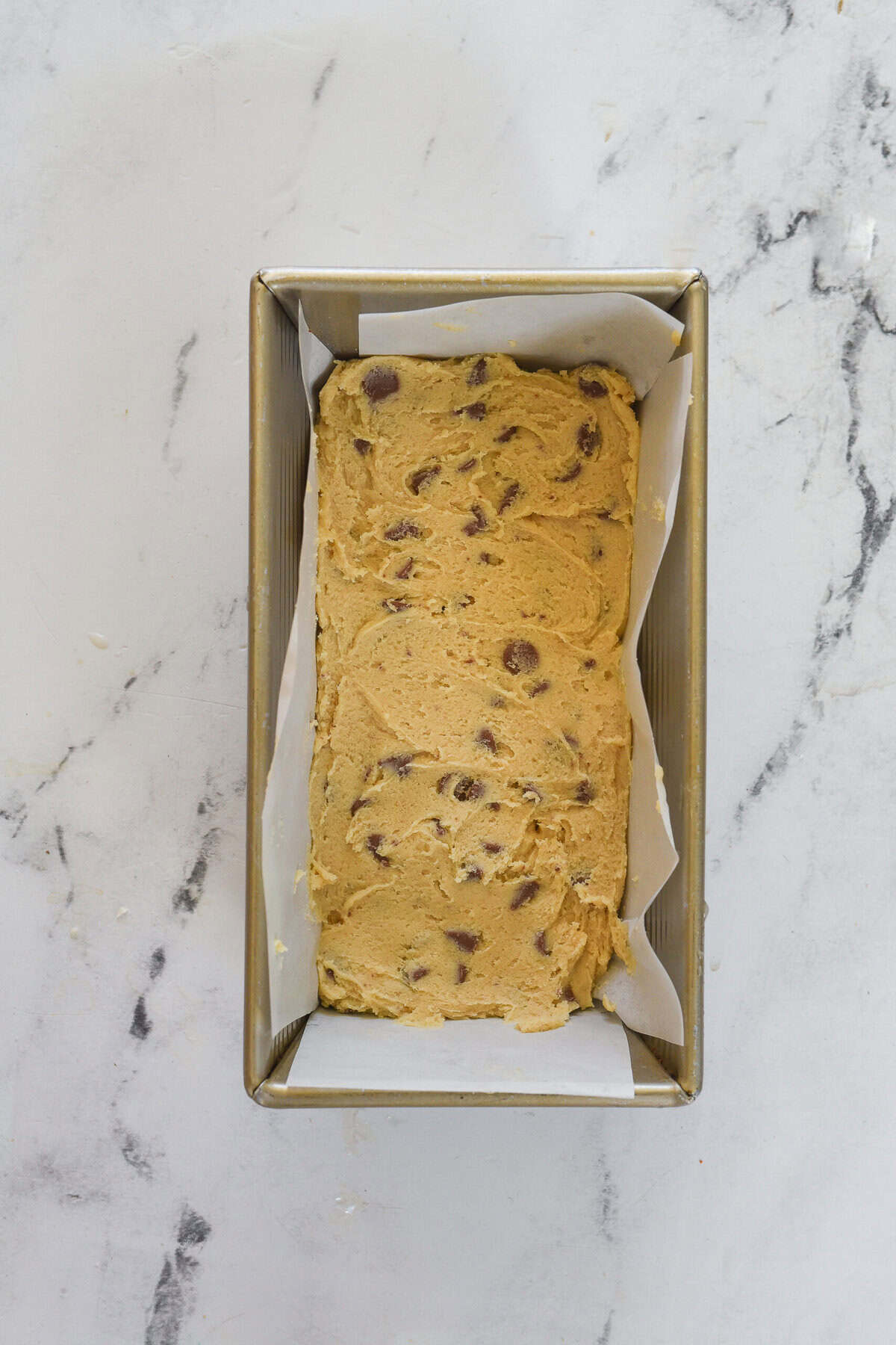 cookie dough in a loaf pan