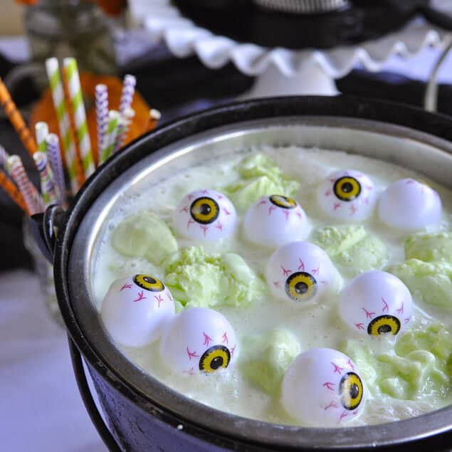 witch's brew in a black cauldron