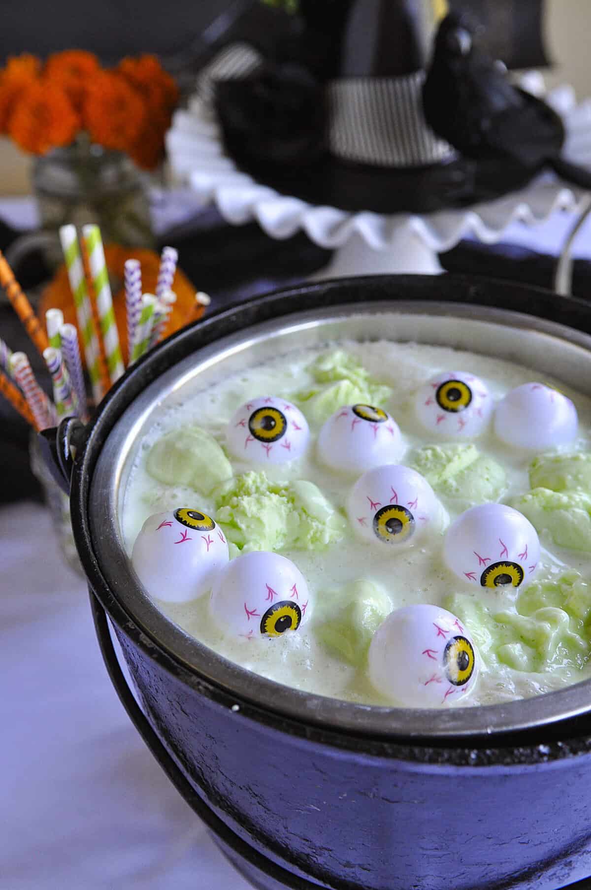 witch's brew in a black cauldron
