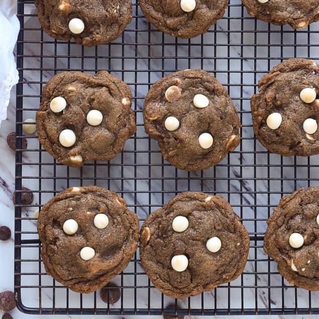 hot chocolate cookies on a cooling rack