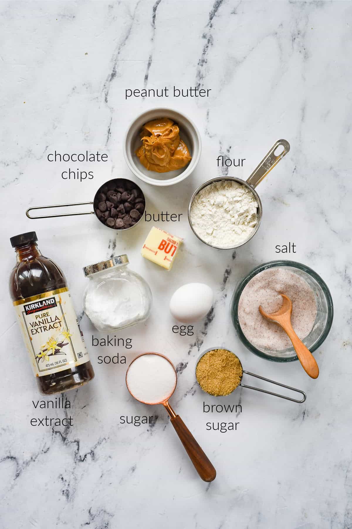 ingredients for peanut butter chocolate chip bars
